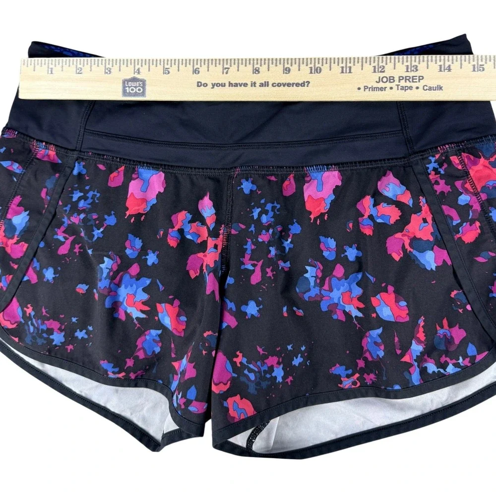 Lululemon Speed Up Running Shorts Low Rise Lined Multi Splatter Black 6 Women